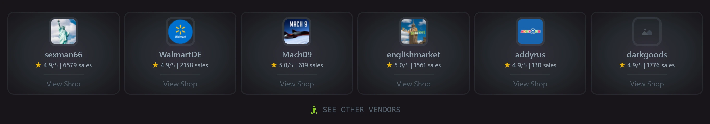 Nexus Market vendor profile showing trust score, reviews, and PGP key